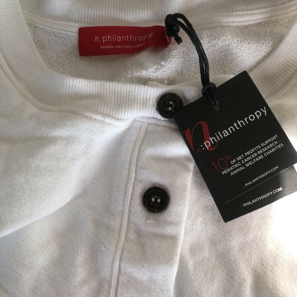 n:philanthropy Harleen Sweatshirt White Raw Hem French Terry XS NWT $158 - Picture 5 of 5